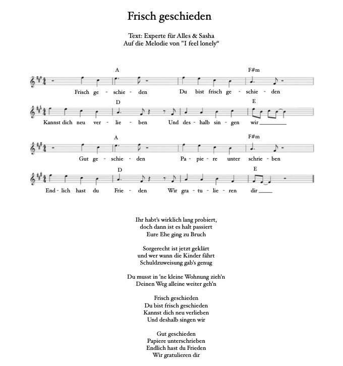 Notenblatt — Frisch geschieden